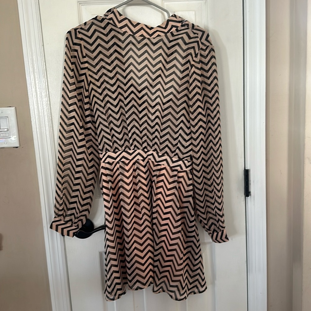 Semi sheer A line mini dress pink / black size S